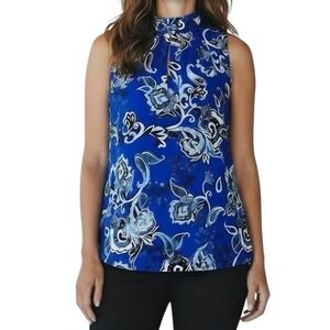 White House Black Market Blue Paisley Blouse